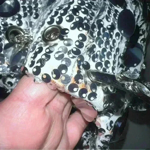 Tassel Sequin Shoulder Bag with Round Handle Underarm Bags Women Girl - Picture 7 of 9